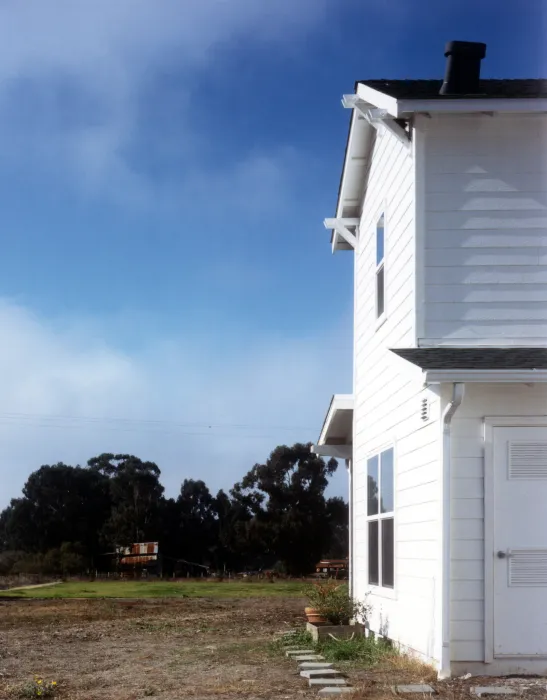 Exterior view of a townhouse from the side at Moonridge Village in Santa Cruz, California.