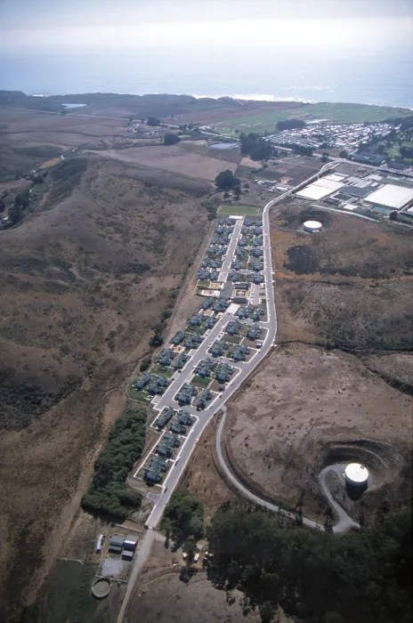 Aerial view of Moonridge Village in Santa Cruz, California.