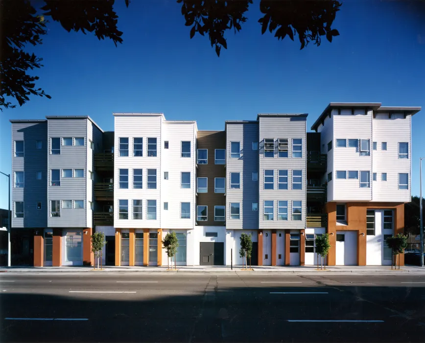 Exterior street view of the elevation at Columbia Park in San Francisco. 