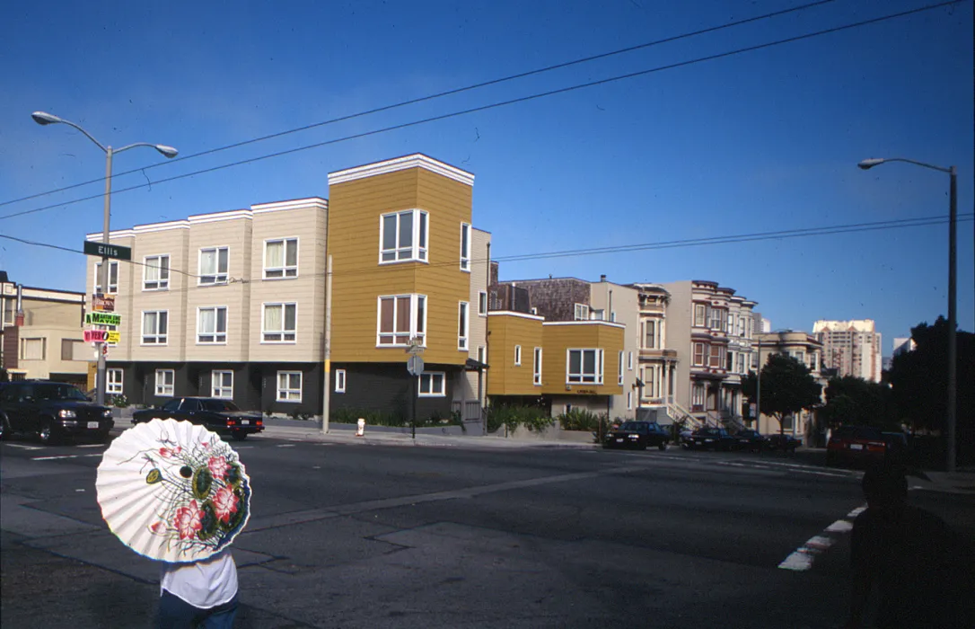 Exterior street view of Bell Mews in San Francisco. 