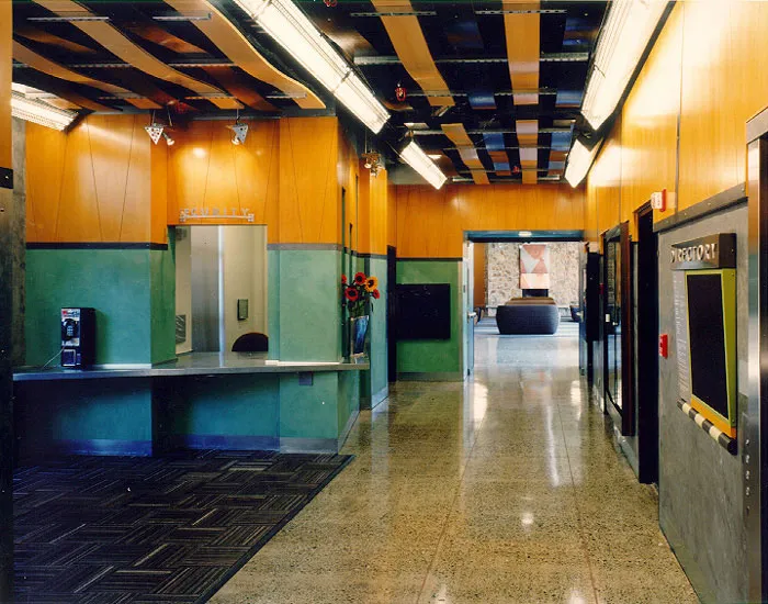 Interior view of the dorm lobby.