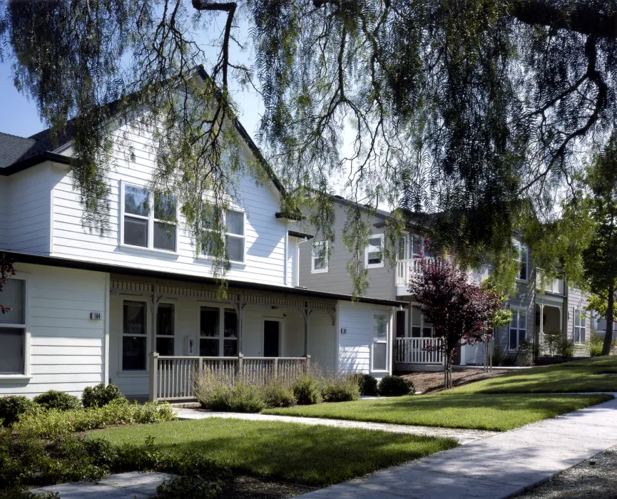 Townhouses at Oroysom Village in Fremont, California.