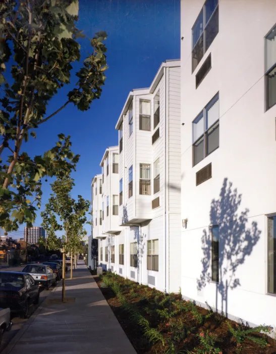 Sidewalk view of Pensione Esperanza in San Jose, California.