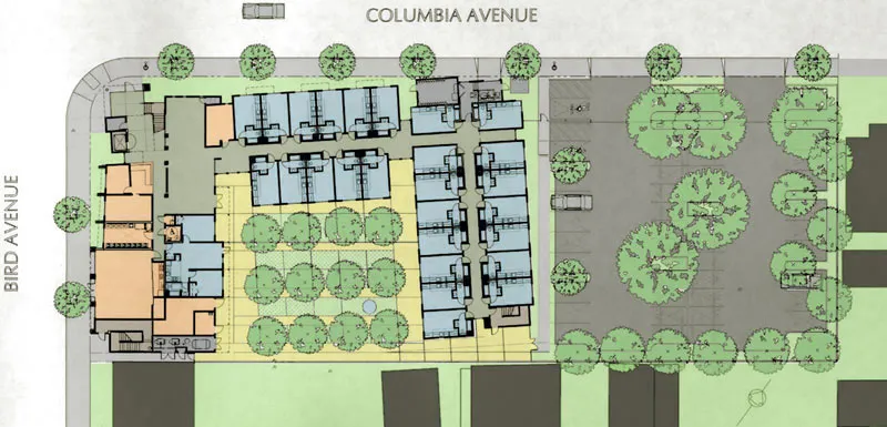 Site plan for Pensione Esperanza in San Jose, California.