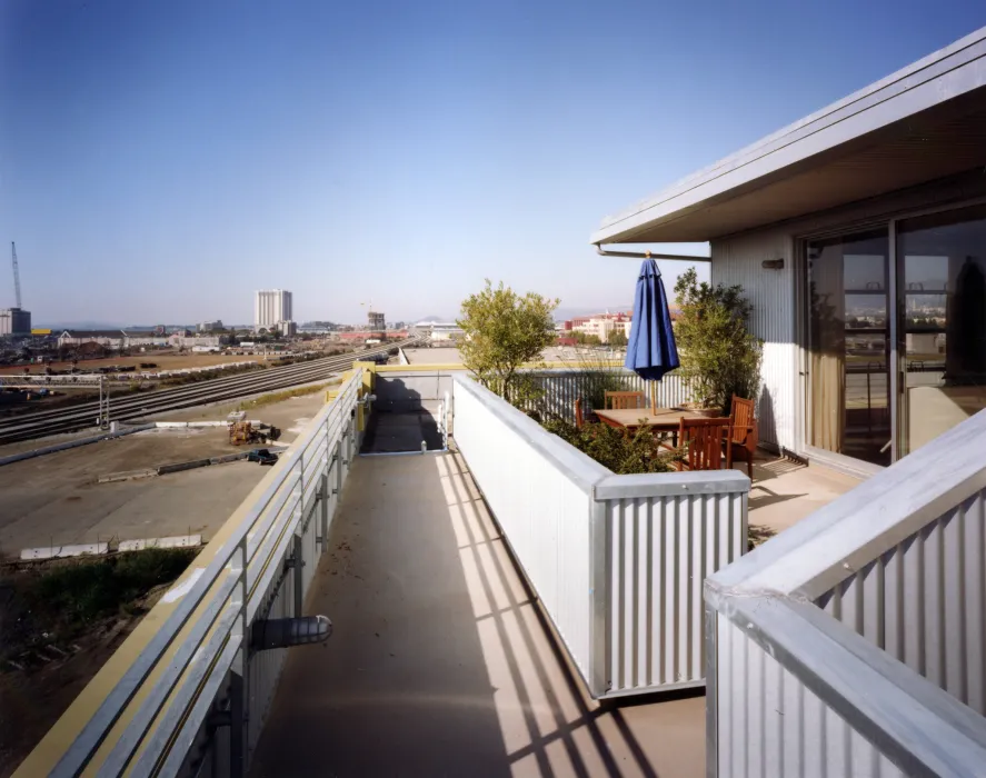 Rooftop terrace at 1500 Park Avenue Lofts in Emeryville, California.