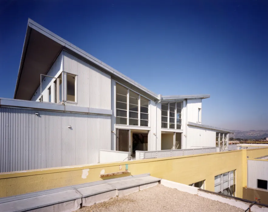 View of the penthouse from the roof at 1500 Park Avenue Lofts in Emeryville, California.