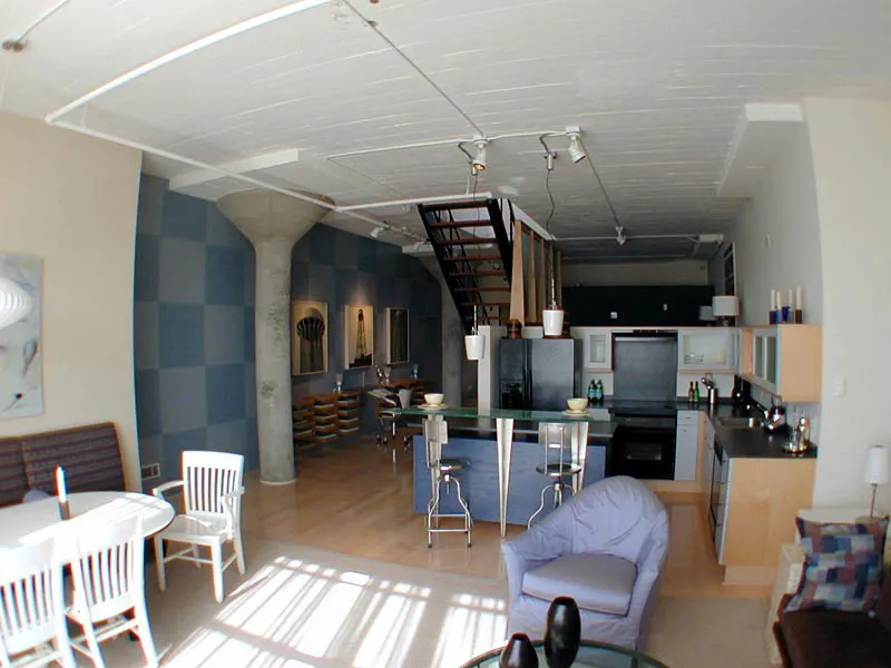 Interior view of a unit kitchen at 1500 Park Avenue Lofts in Emeryville, California.