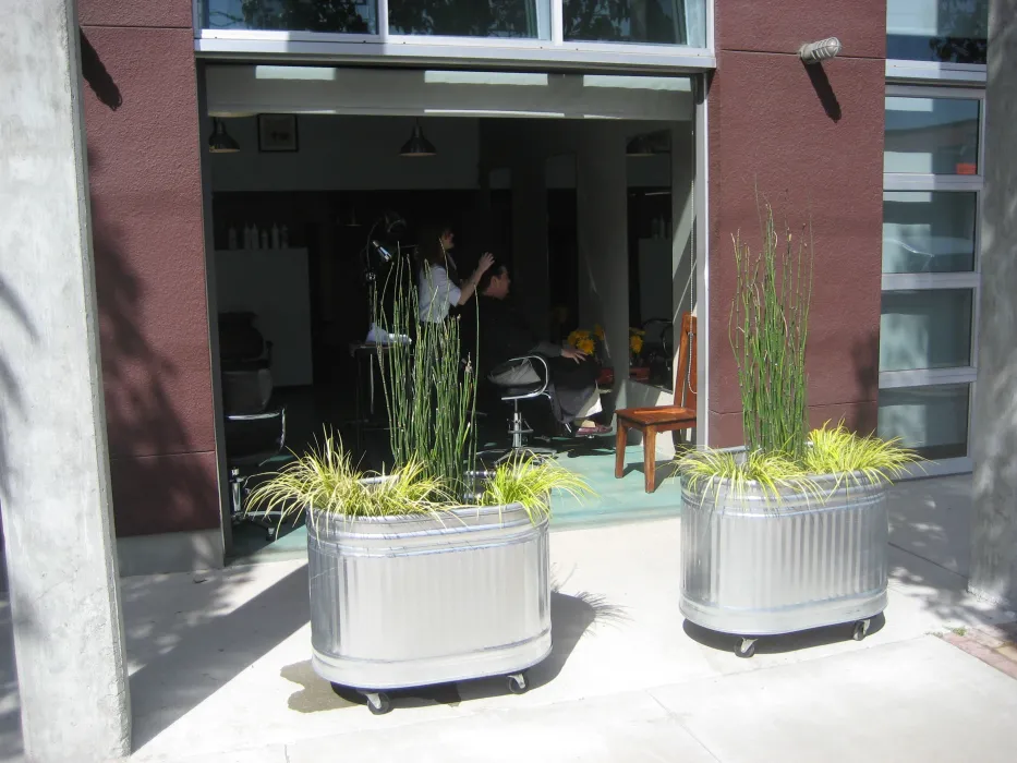 Exterior view of a flex loft with a hair salon inside at 1500 Park Avenue Lofts in Emeryville, California.