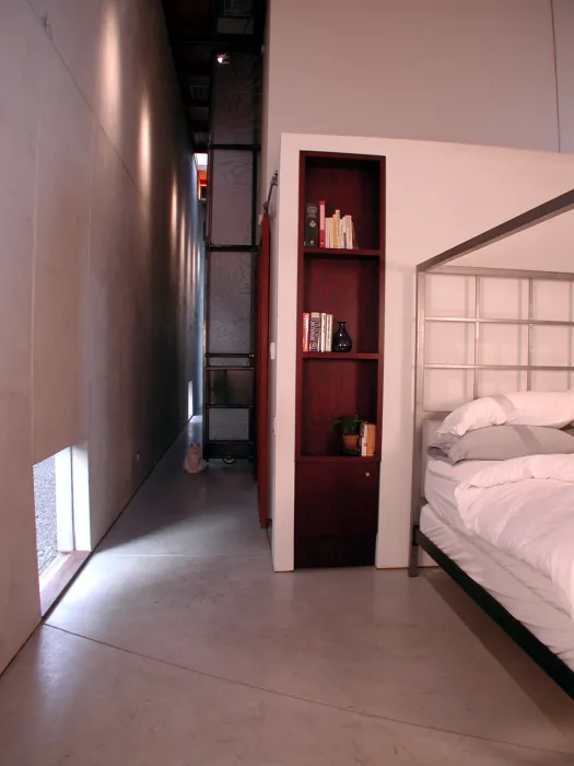 Interior master bedroom inside 310 Waverly Residence in Palo Alto, California.