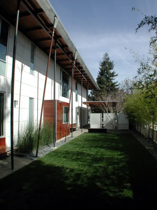 Courtyard and entrance to 310 Waverly Residence in Palo Alto, California.