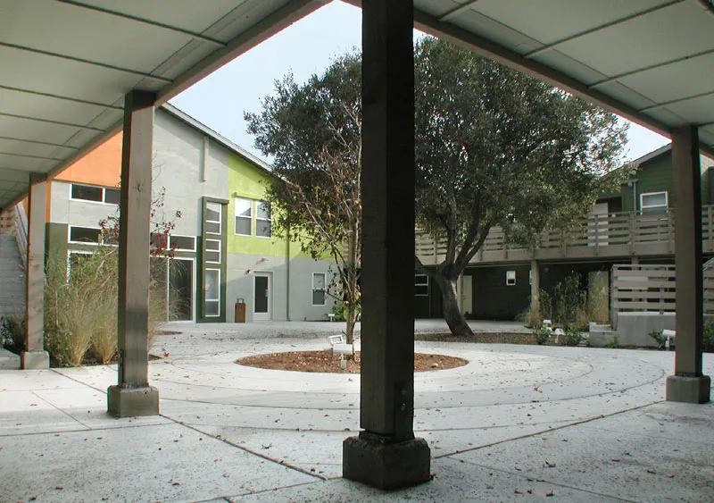 View of the courtyard at Stoney Pine Villa in Sunnyvale, California.
