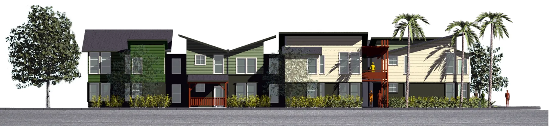 West elevation rendering for Stoney Pine Villa in Sunnyvale, California.