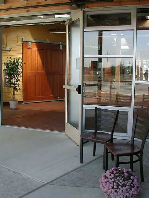 Entrance to interactive, shared public space at UCMBEST in Marina, California.