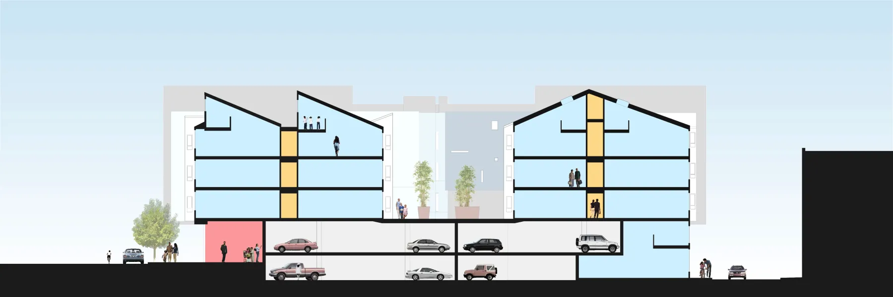 Section rendering of elevation for SOMA Residences in San Francisco.