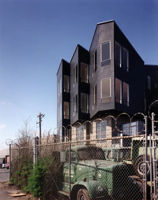 Exterior view of Indiana Industrial Lofts in San Francisco.