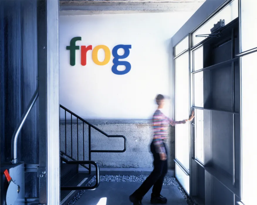 Interior view of the entrance to Frogdesign Studio in San Francisco. 