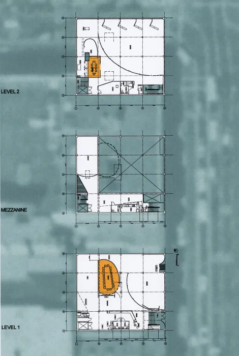 Level one and level two site plan for Frogdesign Studio in San Francisco. 