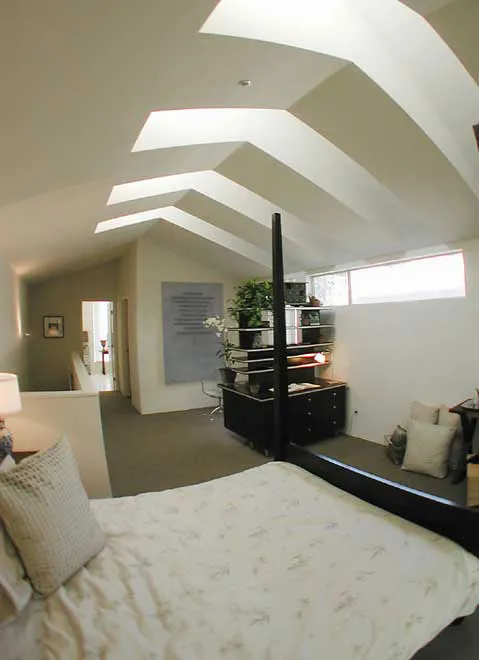 Bedroom inside a townhouse unit at Iron Horse Lofts in Walnut Creek, California.