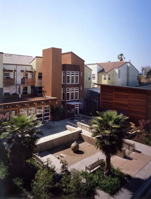 Mabuhay Court's courtyard lines up with the Northside Community Center in San Jose, California.