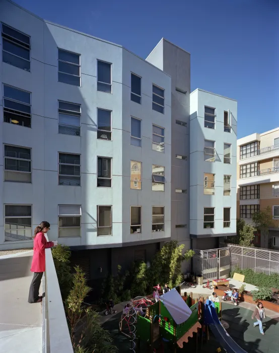 Looking down at the onsite daycare playground at 8th & Howard/SOMA Studios in San Francisco, Ca.