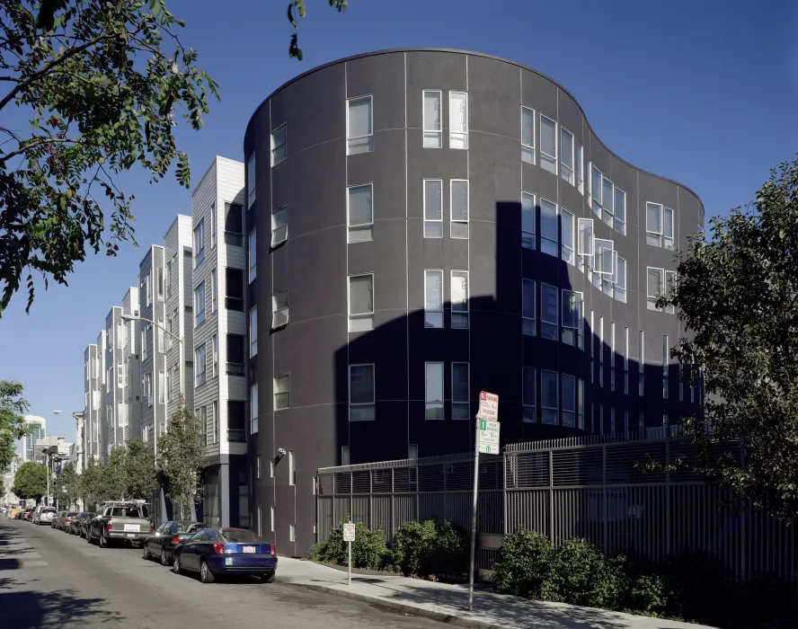 Exterior of the "ear" shaped building at 8th & Howard/SOMA Studios in San Francisco, Ca.