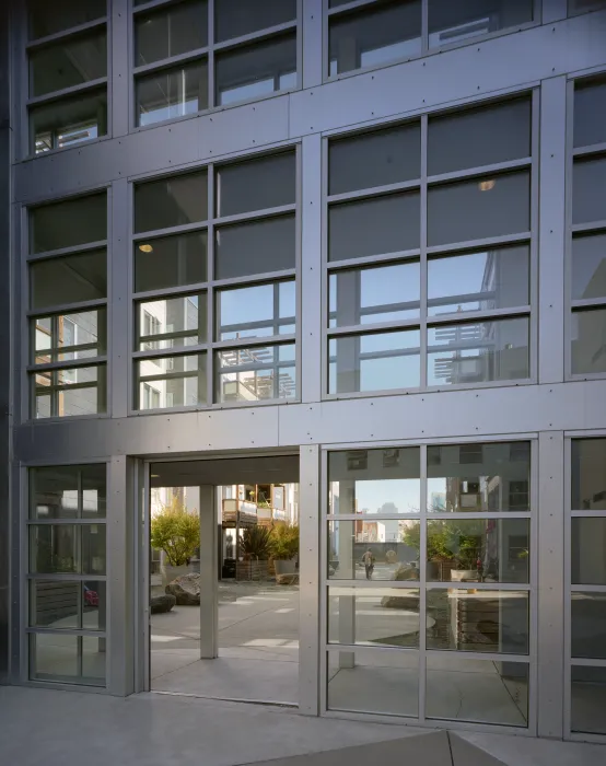 Door to courtyard at 8th & Howard/SOMA Studios in San Francisco, Ca.