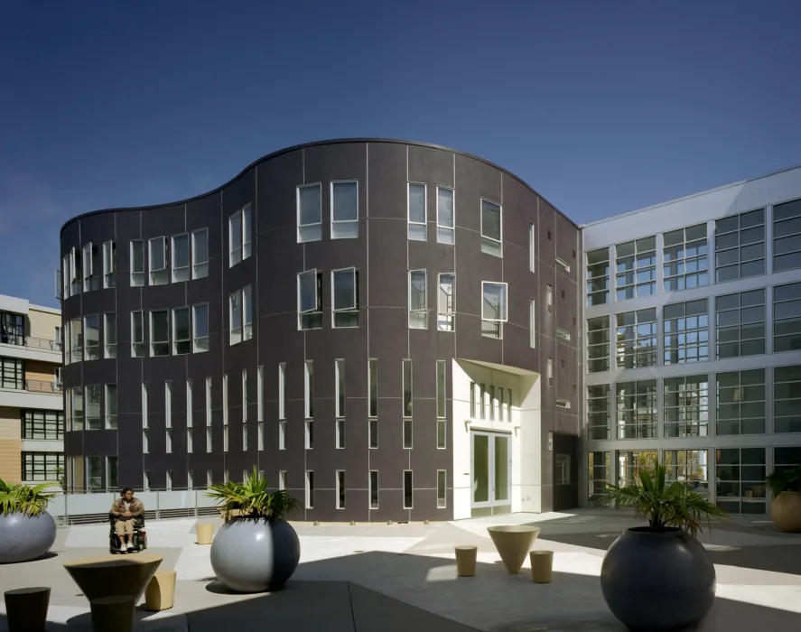 Exterior of the "ear" shaped building at 8th & Howard/SOMA Studios in San Francisco, Ca.