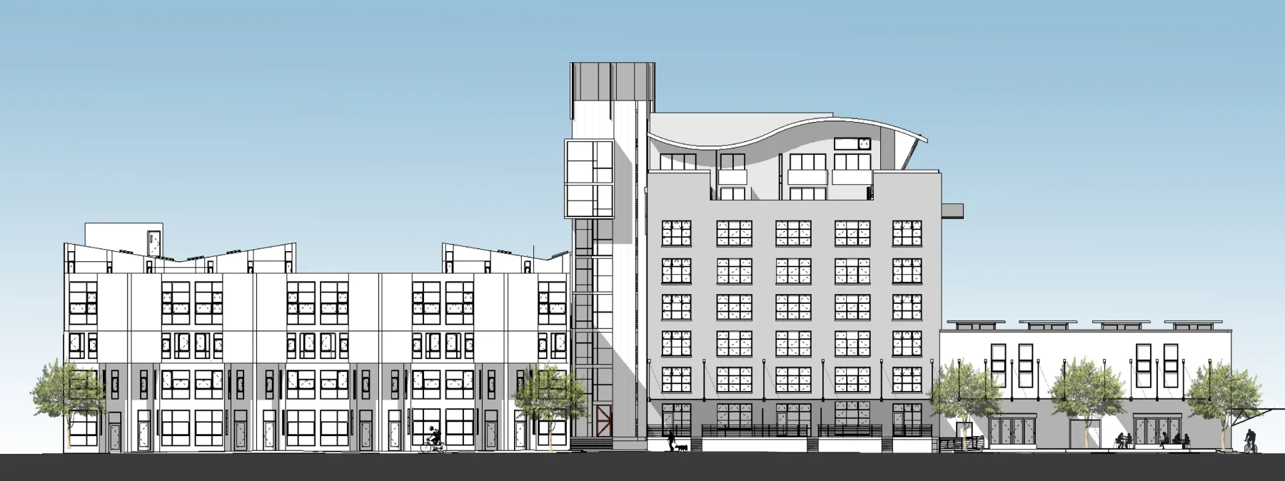 Exterior rendering of the elevation for Capitol Lofts.