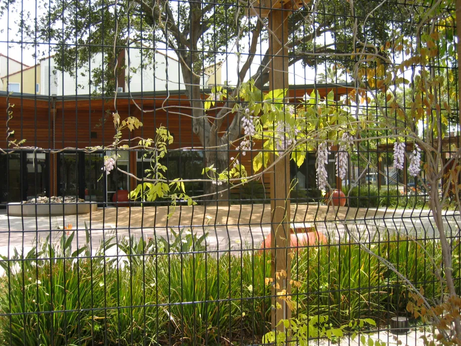 Security fence at Northside Community Center in San Jose, California.