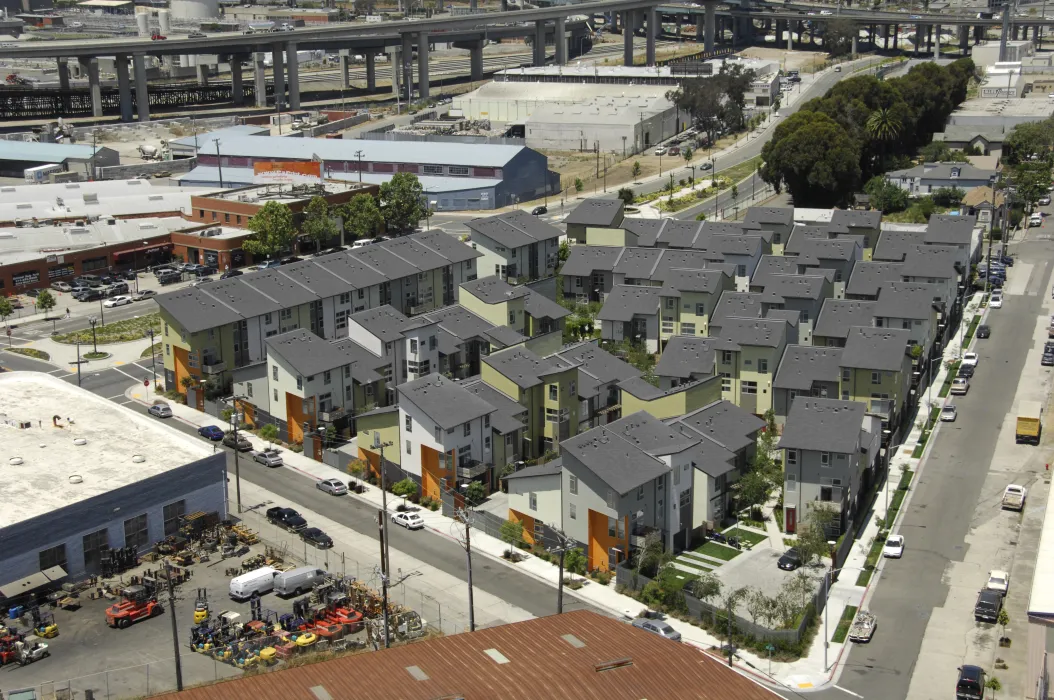 Aerial view of West End Commons in Oakland, Ca.