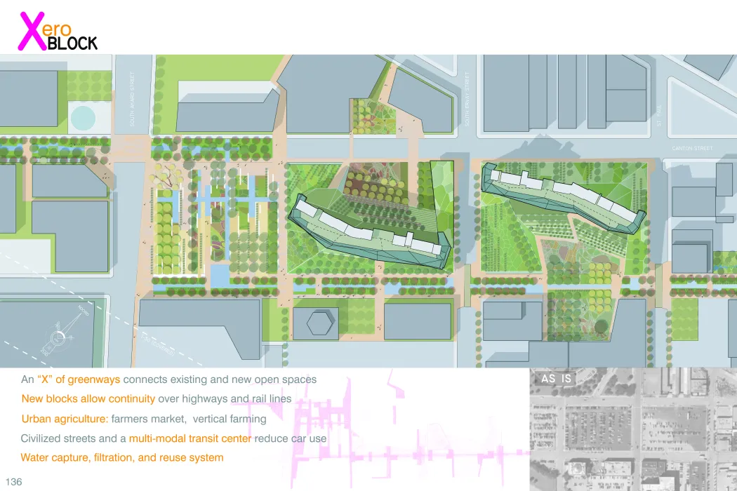 Site plan for Xero Project showing the connection of greenways.