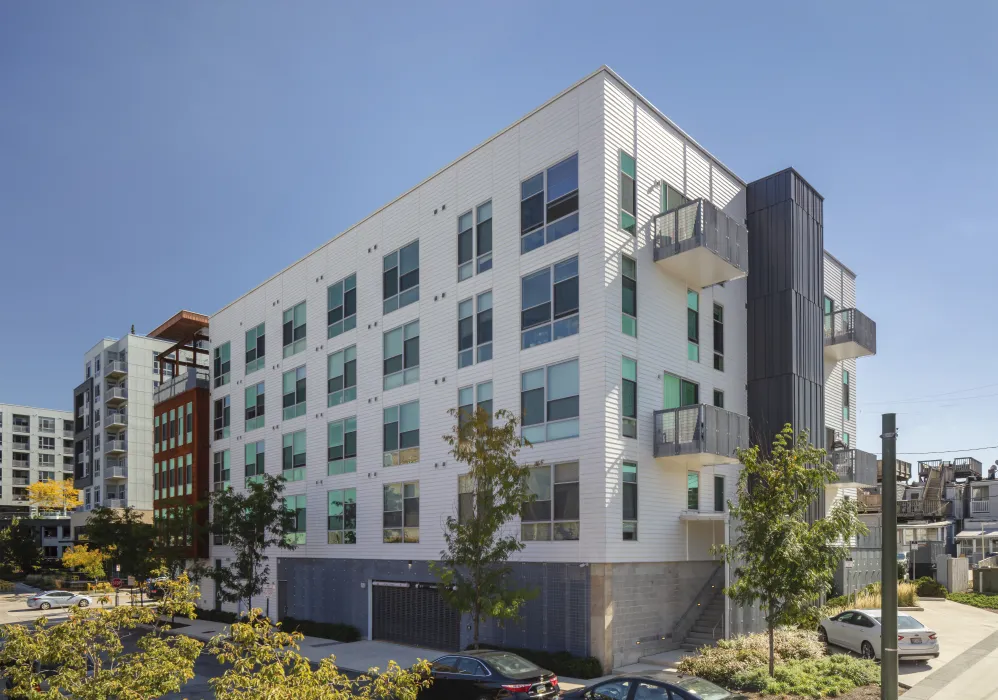 Exterior view of A2 Apartments in Baltimore, Maryland.