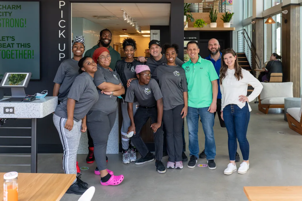 Retail workers at A2 Apartments in Baltimore, Maryland.