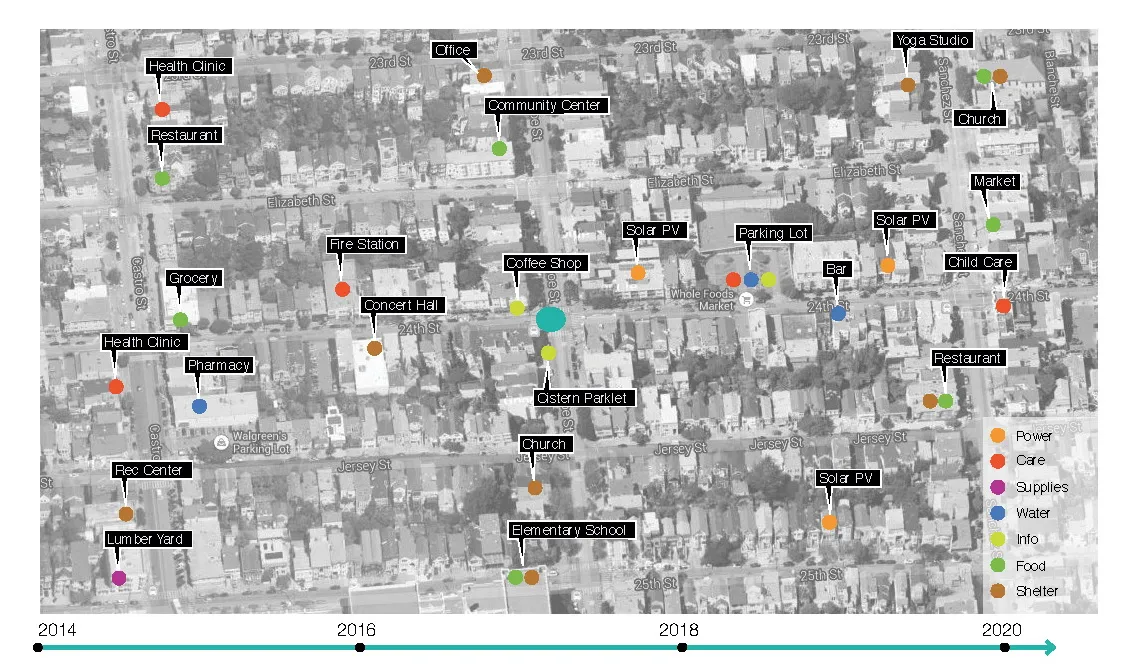 Satellite image representing the potential growth of businesses that could expand the Local Cache.