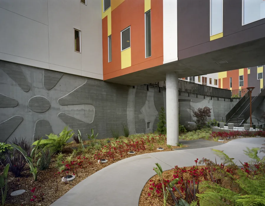 Entry courtyard at Armstrong Place Senior in San Francisco.