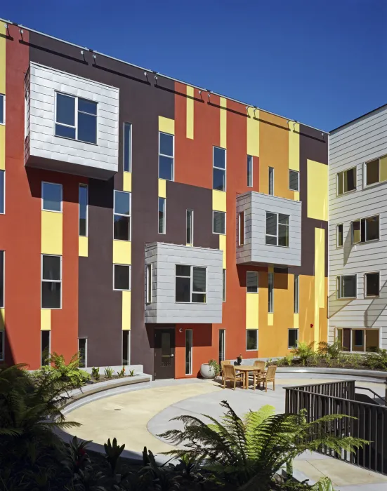 Upper level courtyard at Armstrong Place Senior in San Francisco.