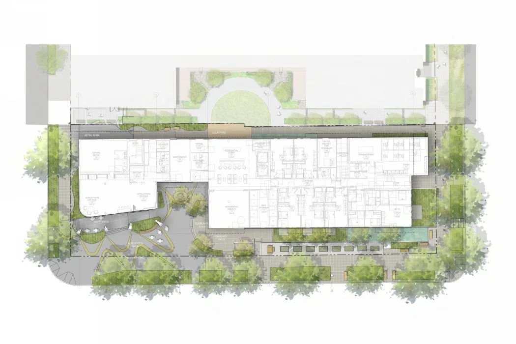 Site Plan for Africatown Plaza in Seattle, Washington.