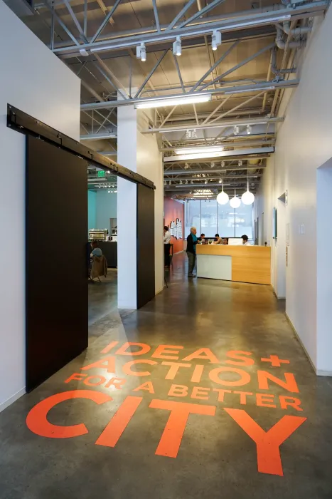 Interior of SPUR Urban Center Galleries / St. Clare Coffee in San Francisco.