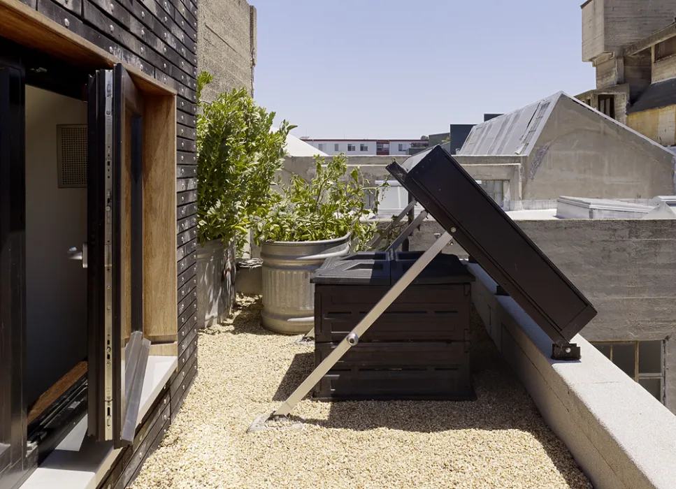 Roof on Zero Cottage in San Francisco.