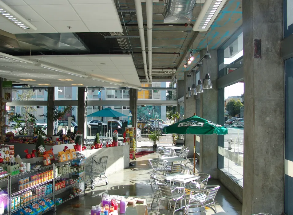 Interior of the market at the retail spaces of 8th & Howard/SOMA Studios in San Francisco, Ca.