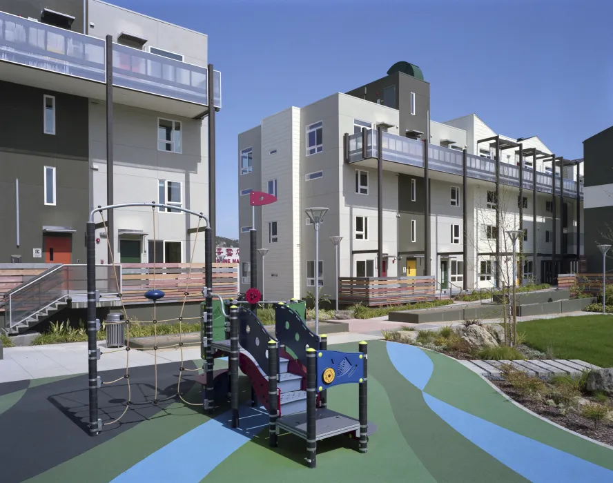 Children's playground in the courtyard of Armstrong Place in San Francisco.