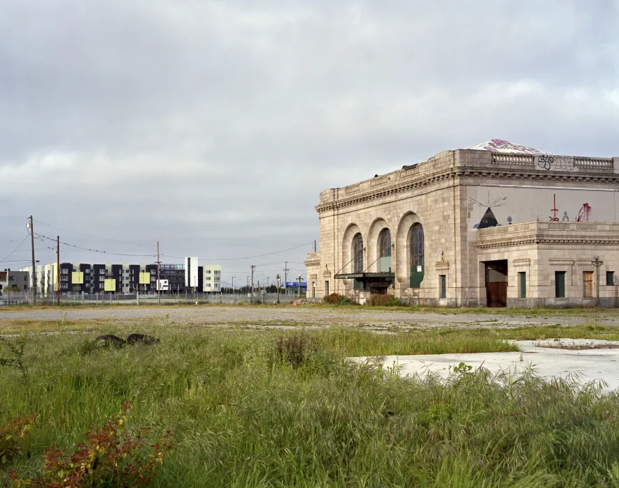 Defunct Central Station with Ironhorse at Central Station in Oakland, California in the distance.