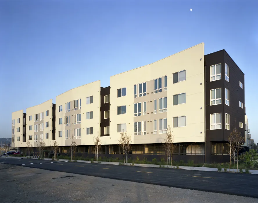 Exterior view of the north elevation of Ironhorse at Central Station in Oakland, California.