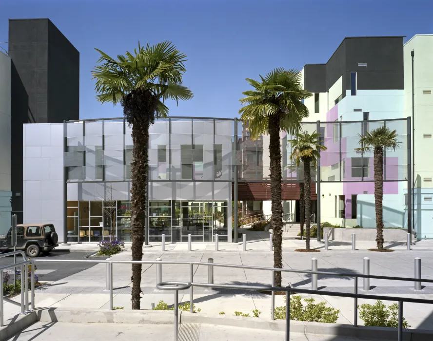 Exterior view of the entrance to Paseo Senter in San Jose, California.