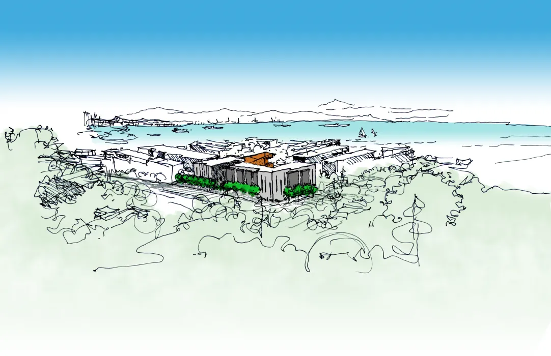 Sketch of Pacific Pointe Apartments in San Francisco, CA.