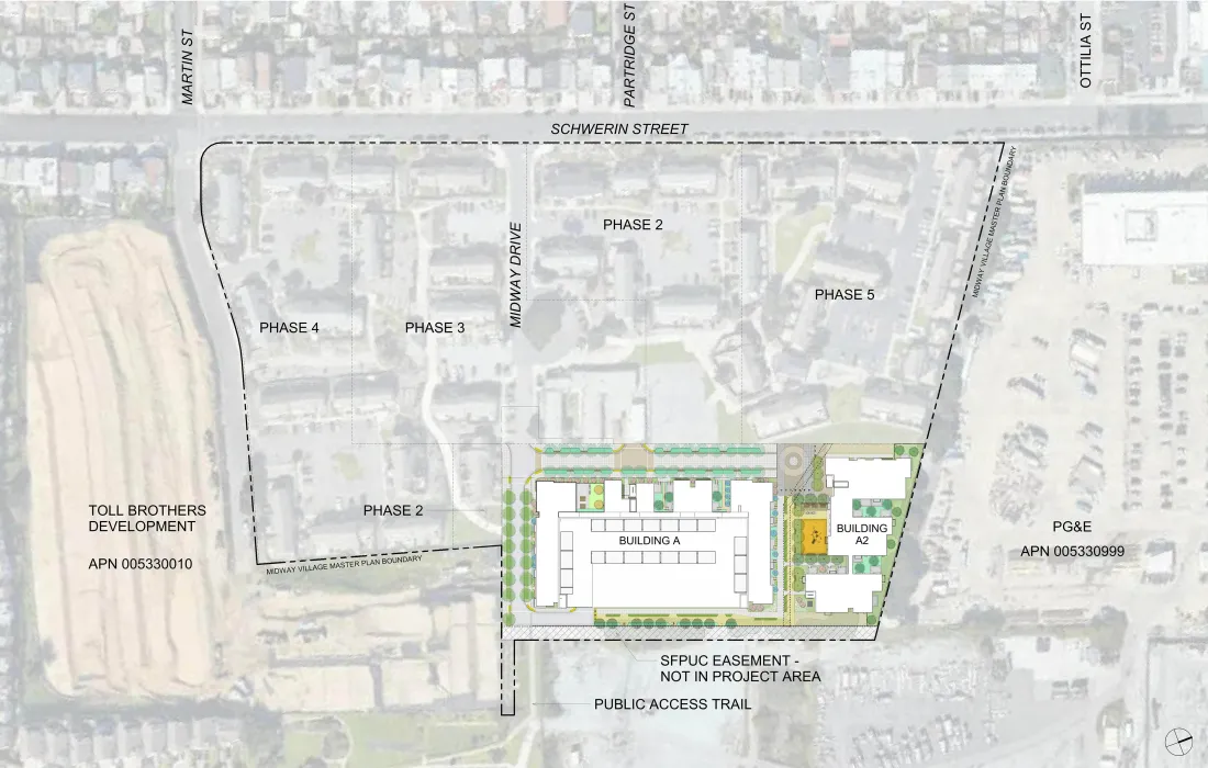 Site plan for Midway Village Phase 1 in Daly City, Ca.