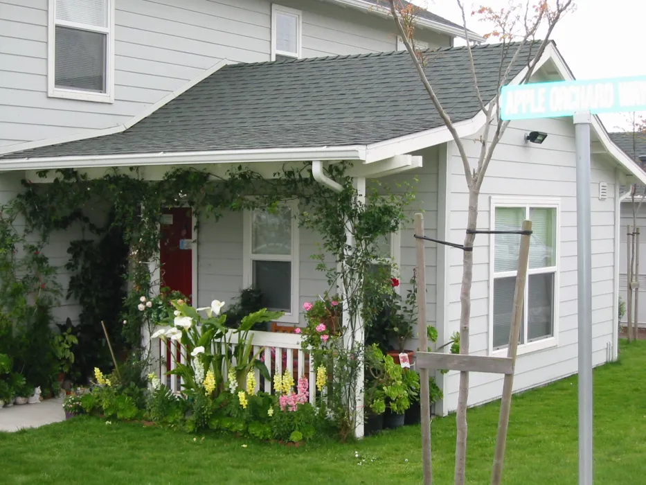 Cottage with a garden at Moonridge Village in Santa Cruz, California.