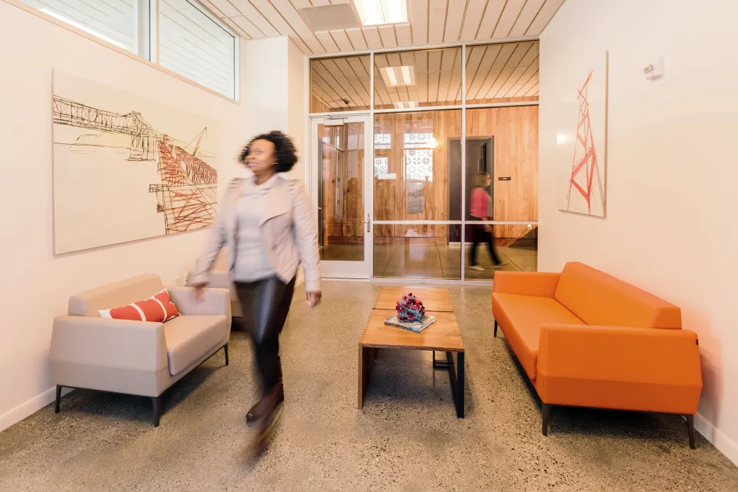 Social services office inside Bayview Hill Gardens in San Francisco, Ca.