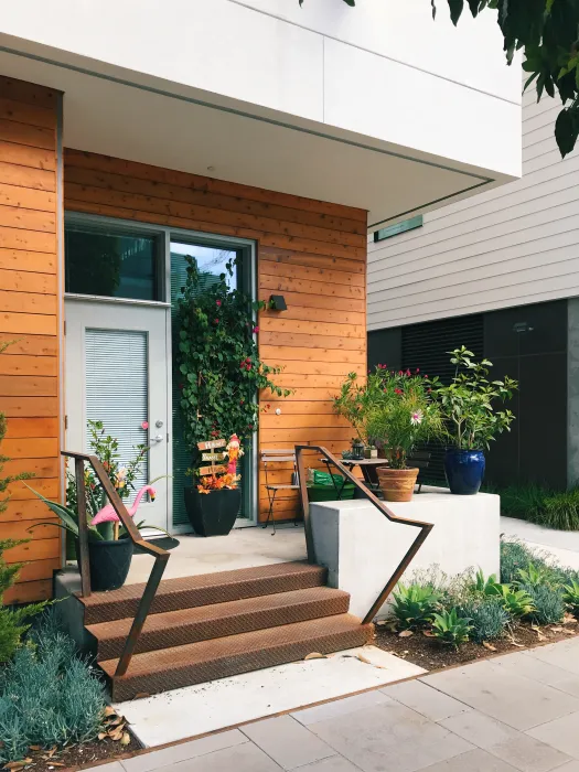 Ground level residential stoops at Five88 in San Francisco.