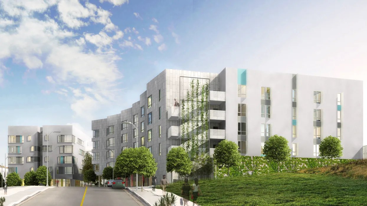 Rendering of exterior view of 901 Fairfax Avenue in San Francisco, CA.